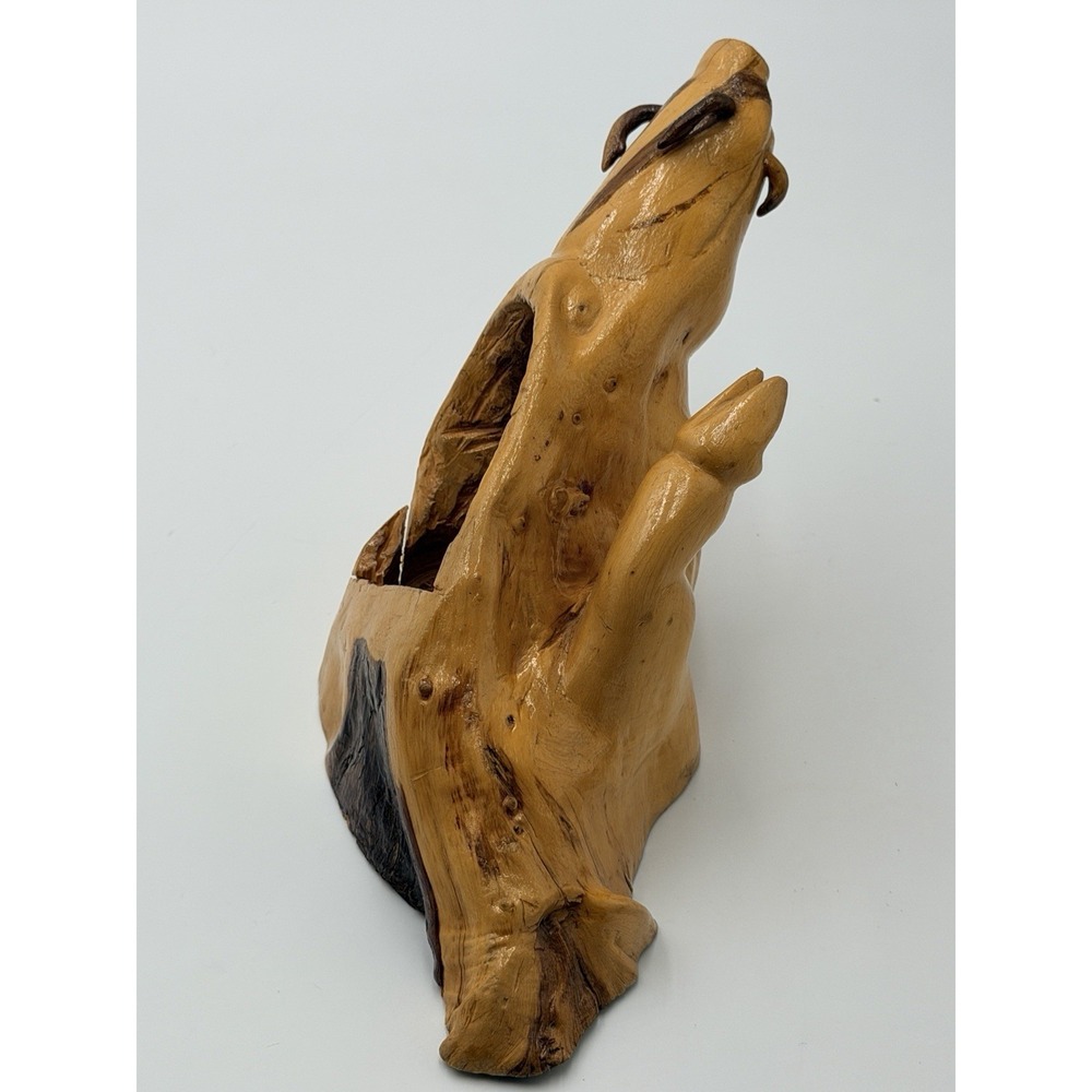 Hand Carved Wood Pig Boar Planter Holder Catchall Bowl Bizarre Folk Art WIERD - Picture 8 of 13